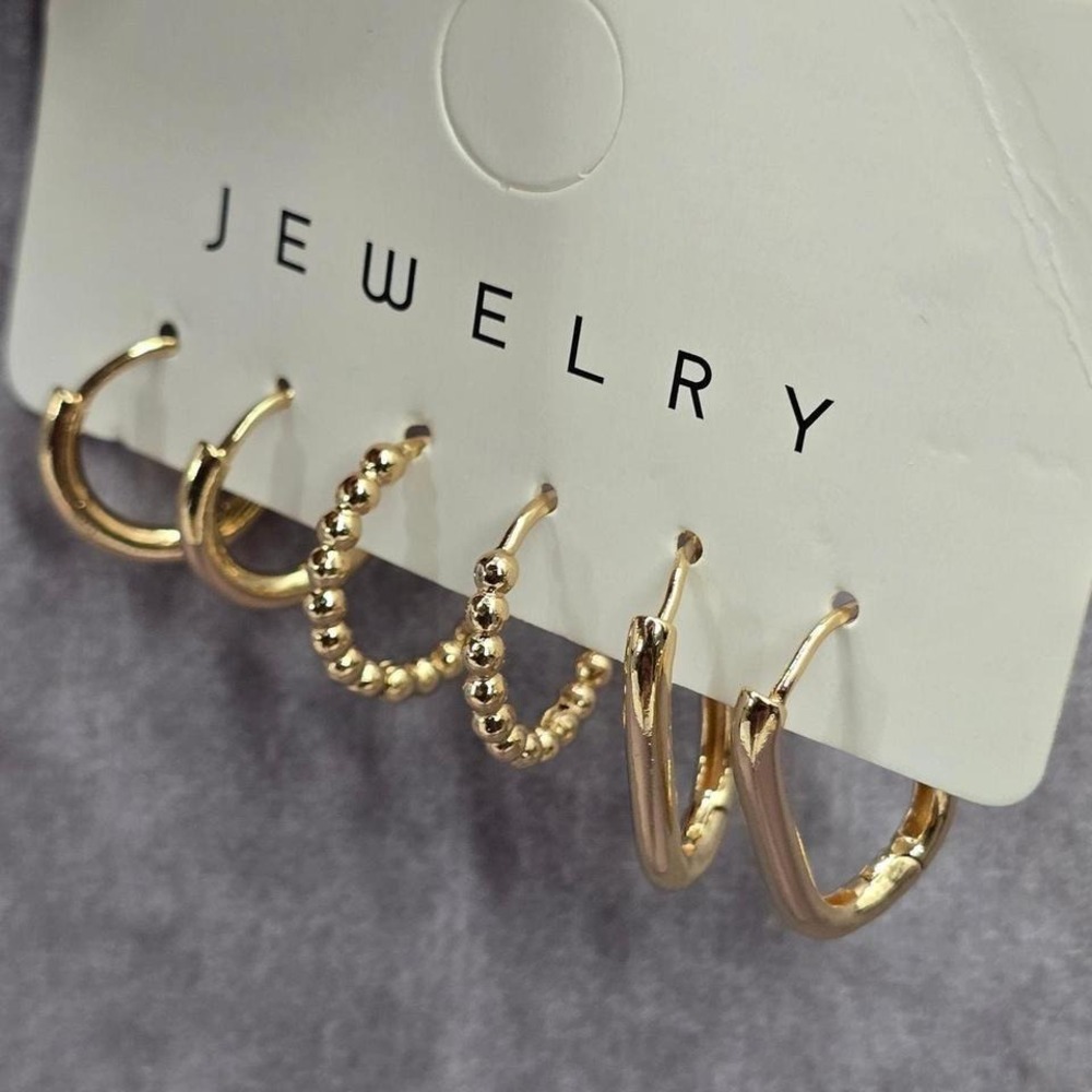 Gold‎ Small Hoops Ring Dangle Earrings Fashion Jewelry - Picture 2 of 4